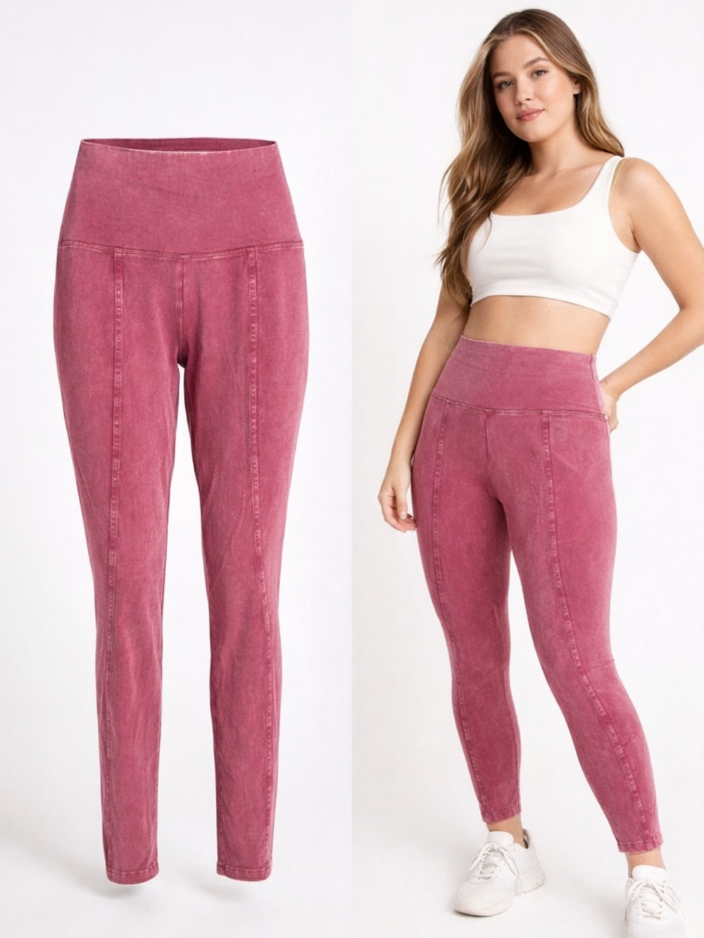 Aerie OFFLINE | Leggings Pink High Rise 7/8 OG Acid Wash | XL